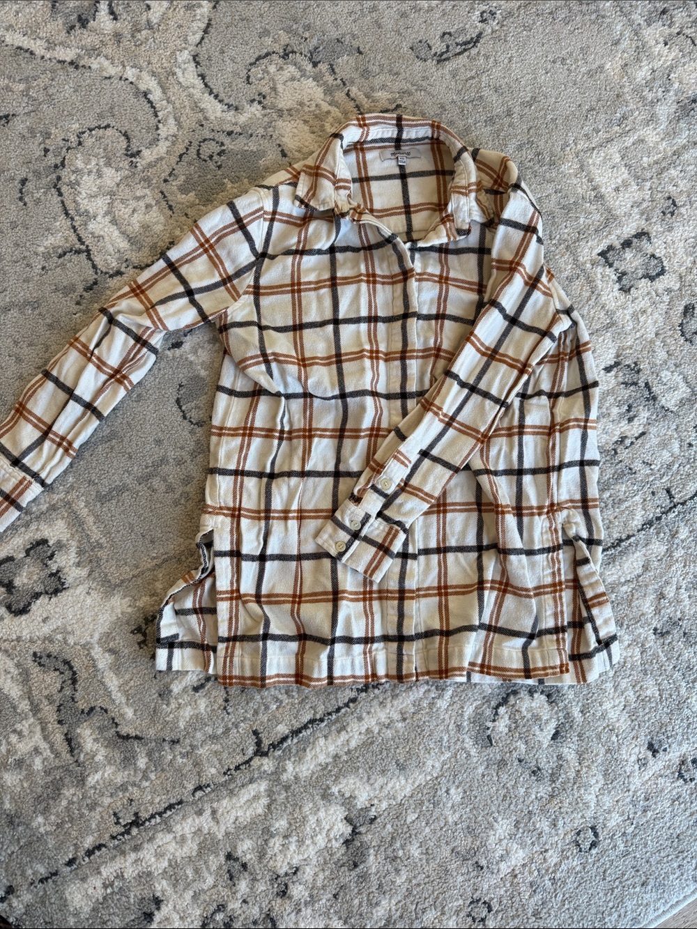 Madewell Cream Plaid Shirt with Brown & Black Windowpane